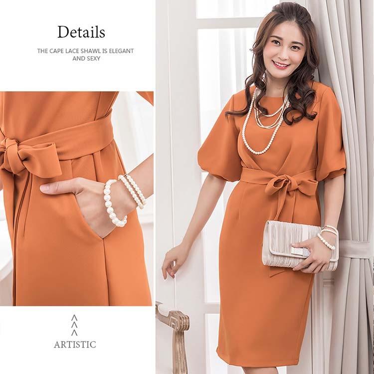 パーティードレス 結婚式 ワンピース ミディアム 膝丈 膝下 フォーマル ドレス お呼ばれ 袖あり パーティ ドレス フォーマル ひざ丈 膝丈 披露宴 二次会 Pt163 Etokyo 通販 Yahoo ショッピング