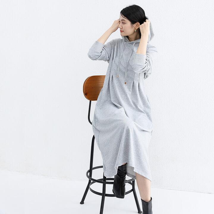 ワンピース レディース コットン 綿 長袖 20代 30代 パーカーワンピース ロング ナチュラル カジュアル 体型カバー ゆったり 大きめ ゆるっとワンピ rt1118 | You Color | 11