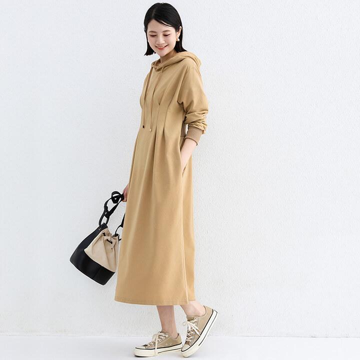 ワンピース レディース コットン 綿 長袖 20代 30代 パーカーワンピース ロング ナチュラル カジュアル 体型カバー ゆったり 大きめ ゆるっとワンピ rt1118 | You Color | 13