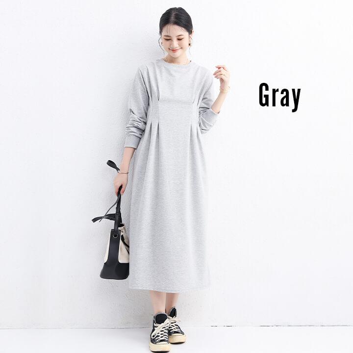 ワンピース レディース コットン 綿 長袖 20代 30代 パーカーワンピース ロング ナチュラル カジュアル 体型カバー ゆったり 大きめ ゆるっとワンピ rt1119 | You Color | 10