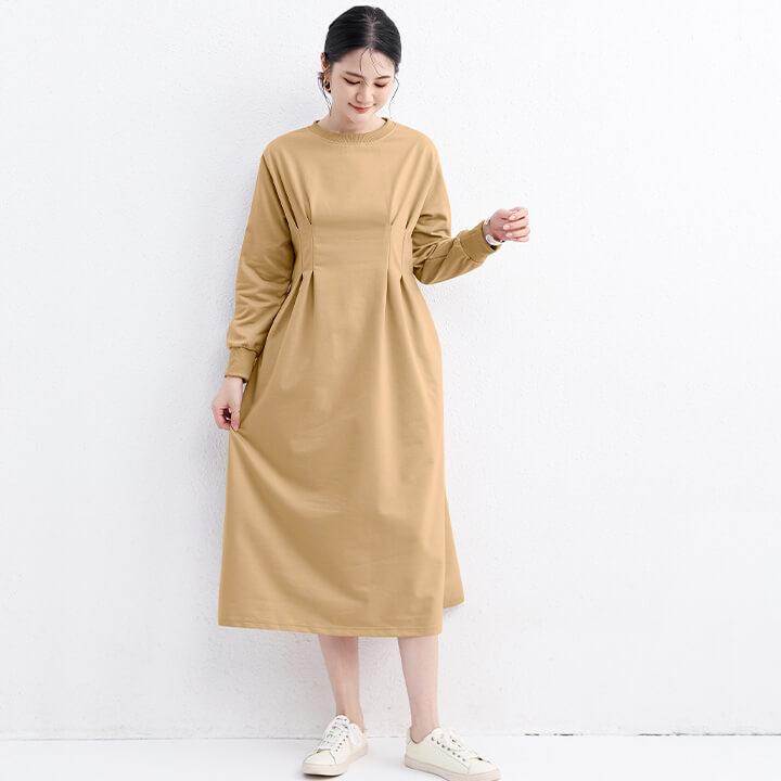 ワンピース レディース コットン 綿 長袖 20代 30代 パーカーワンピース ロング ナチュラル カジュアル 体型カバー ゆったり 大きめ ゆるっとワンピ rt1119 | You Color | 13