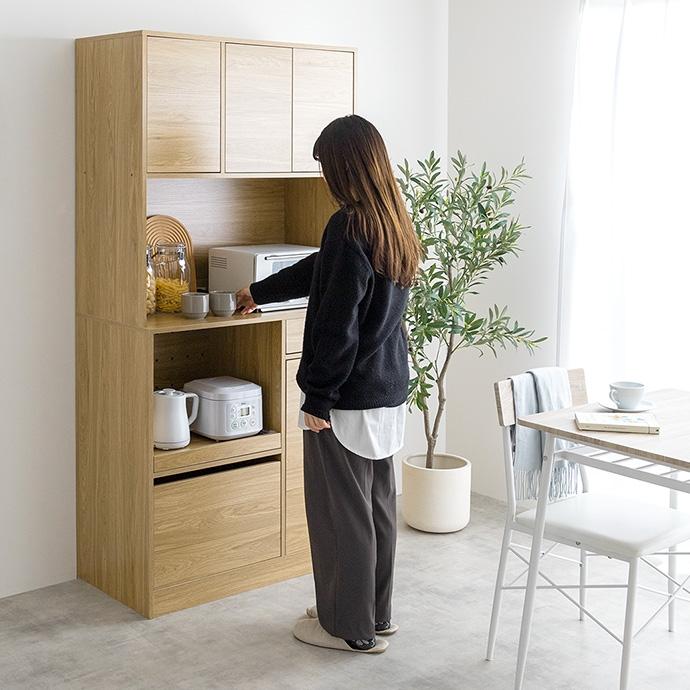 食器棚 幅88cm 4口コンセント スライド収納 大容量収納 Conina : ETOMO
