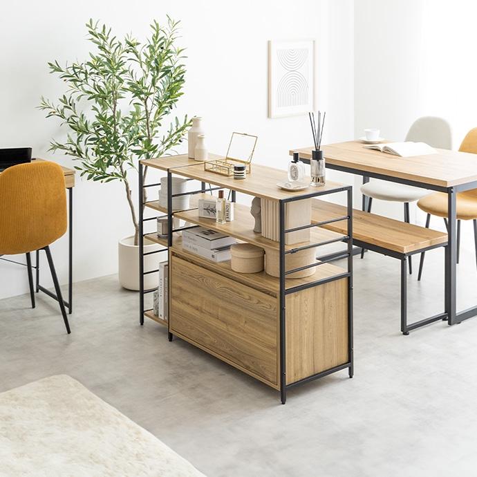 収納ラック ヴィンテージ風 オープンラック 幅105cm Carter 引き出し