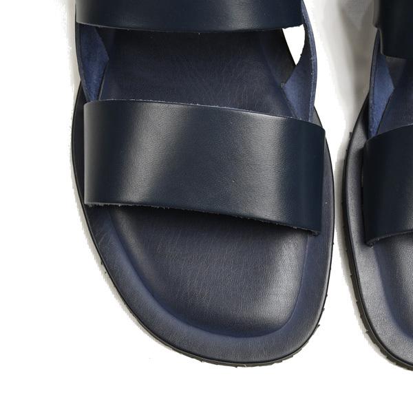 ヌオヴォ二カール メンズ Nuovo Nicar ダブルベルト バックストラップ フラットサンダル ブルー イタリア製バケッタレザー(牛革) B1283494430(12513円)