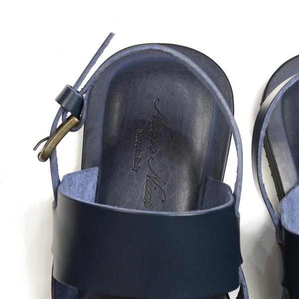 ヌオヴォ二カール メンズ Nuovo Nicar ダブルベルト バックストラップ フラットサンダル ブルー イタリア製バケッタレザー(牛革) B1283494430(12513円)