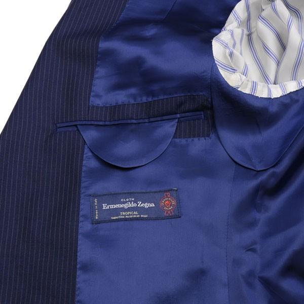 春夏 メンズビジネススーツ エルメネジルド・ゼニア Ermenegildo Zegna トロピカル ネイビー AW4101 極細ストライプ ブリテッシュモデルの画像