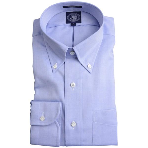 Jプレス メンズ J.PRESS MEN'S ボタンダウンシャツ 80/2スーピマピンオックス プレミアムプリーツ（形態安定機能）ブルー｜eton