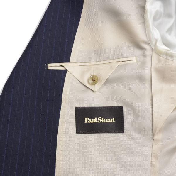 春夏 ポールスチュアート メンズ PAUL STUART シングルスーツ ネイビー ２ボタンプレンフロント オルタネートストライプの画像