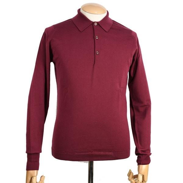 安い店で買う 秋冬 ジョンスメドレーメンズ John Smedley 長袖ニットポロシャツ ボルドー コッツウォルド 30g メリノウール スーパーsale割引 Www Superavila Com