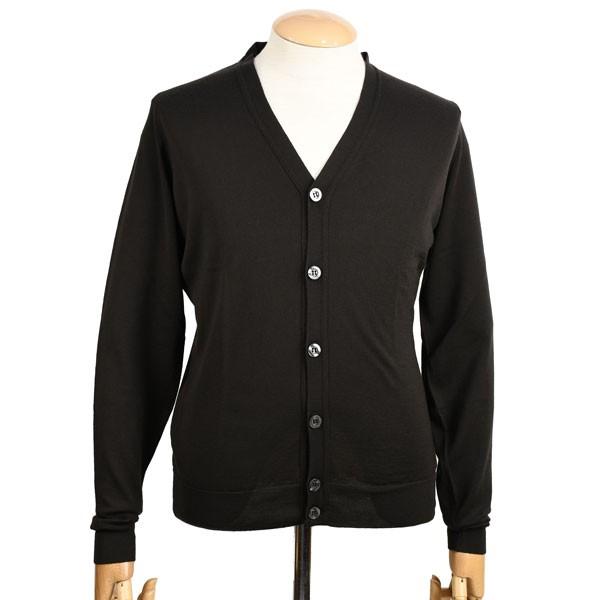 秋冬 ジョンスメドレー メンズ JOHN SMEDLEY 長袖Vネックカーディガン ダークココア（こげ茶）ネープルス（ナポリ） 30ゲージメリノウール