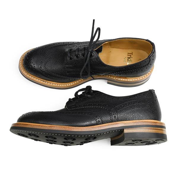 トリッカーズ Tricker's バートン/ケズウィック ブラック スコッチグレイン ダイナイトソール カントリーシューズ ウィングチップ フルブローグ短靴の画像