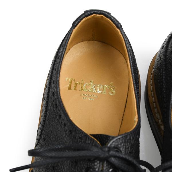 トリッカーズ Tricker's バートン/ケズウィック ブラック スコッチグレイン ダイナイトソール カントリーシューズ ウィングチップ フルブローグ短靴の画像