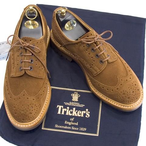 トリッカーズ ウィングチップ 7292 バートン Tricker's Bourton カントリーシューズ  ブラウン フルブローグ短靴 レペロスエード ダイナイトソール｜eton｜10