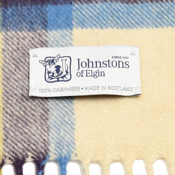 秋冬 ジョンストンズ JOHNSTONS カシミア大判ストール WA56 KU0010ゴールド系xワイン系 タータンチェック へシアン ドレス スチュアートの画像