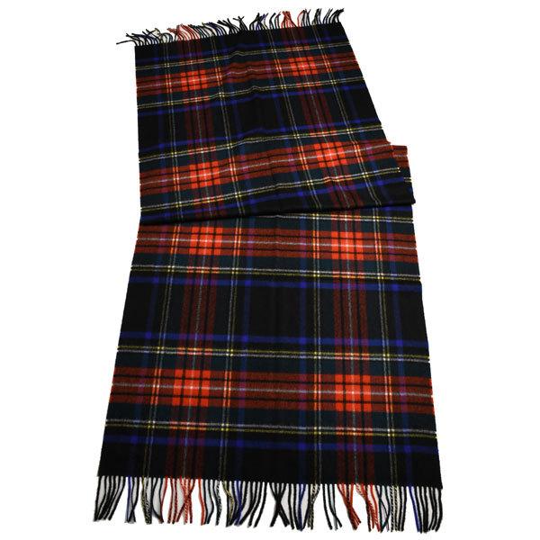 秋冬 ジョンストンズ JOHNSTONS カシミア大判ストール WA56 KU0234ブラック系xレッド系 タータンチェック ブラックスチュアートの画像