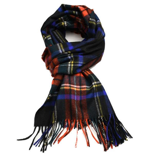 秋冬 ジョンストンズ JOHNSTONS カシミア大判ストール WA56 KU0234ブラック系xレッド系 タータンチェック ブラックスチュアートの画像