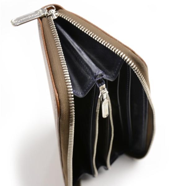 ホワイトハウスコックス WHITEHOUSE COX s2622 ロングジップラウンドウォレット ロンドンカーフxブライドルレザー ブラウンxネイビー バイカラー デカジップの画像