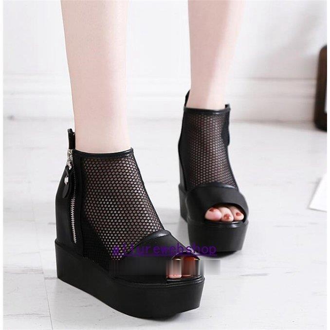 ウェッジソールサンダルレディースオープントウ厚底サマーメッシュ夏22シューズ痛くない Tr Sys Com