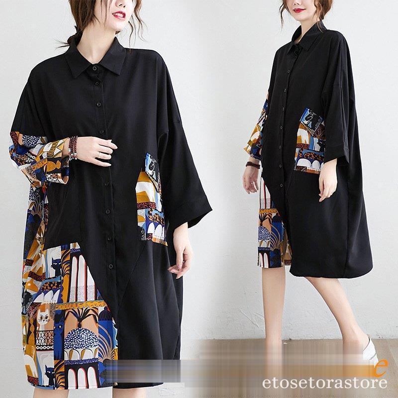 ファッション 22新作 Pre Autumn シャツワンピース ワンピース 黒 レディース ロングシャツ トップス 膝丈 シャツワンピ 40代 体型カバー ゆったり 長袖 30代 50代 春秋 Uub22alvhe Www Tritop Com Br