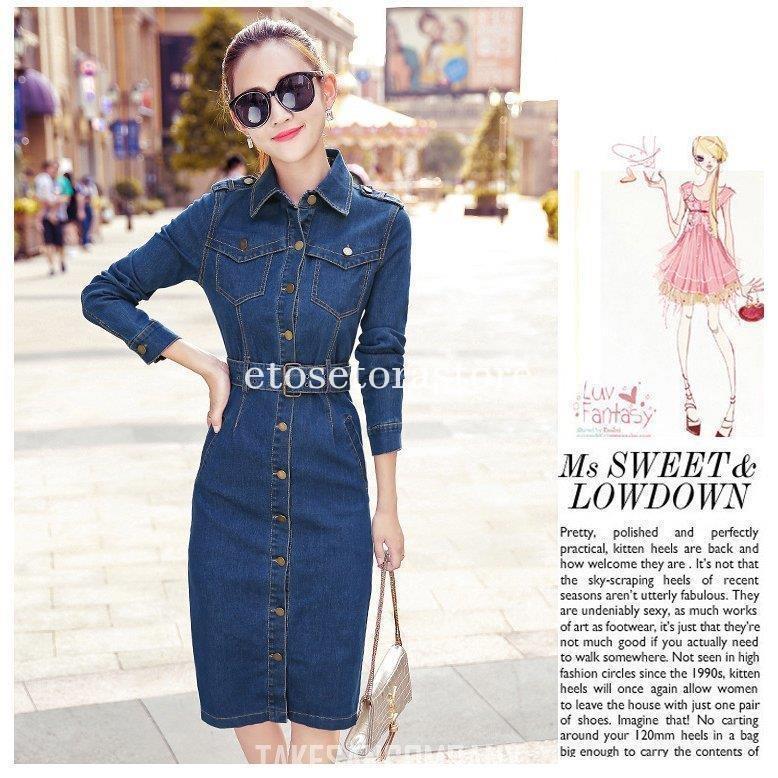 送料無料 デニムワンピース デニム ワンピース ロング レディース デニムワンピ 2タイプ スリット 着痩せ カジュアル通勤 Ol 薄手 カジュアル ひざ下 シャツワンピ ワンピース サイズ S Medihol Hu