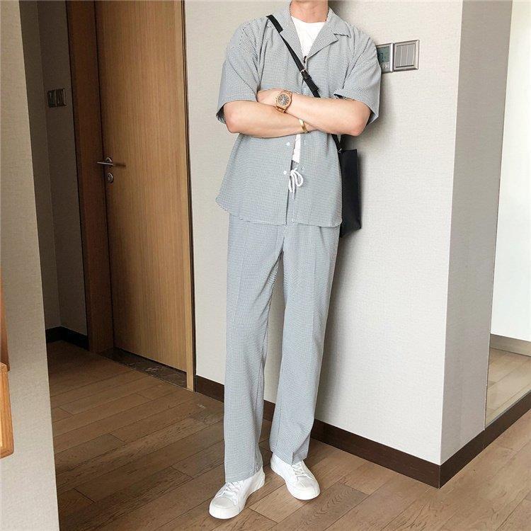 最前線の 夏 2点セット 千鳥柄 セットアップメンズ 薄手 22 カジュアル ビジネスセット テーパードパンツ シャツ上下セット 涼しい ジャージ スウェット上下セット 商品到着後レビューと評価を書く 問い合わせページ にご連絡頂ければ送料850円を返金