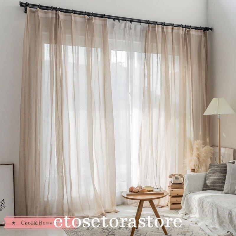 カーテン 半遮光 レースカーテン おしゃれ 北欧風 Ins風 綿 リネン 遮熱 透光 Uvカット 無地 白 腰窓 インテリア 丈直し フック オーダー カーテン Lz818 Act106 エトセトラストア 通販 Yahoo ショッピング