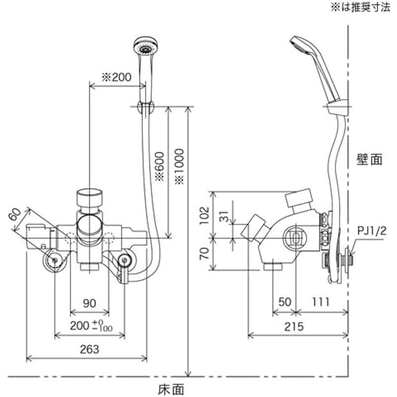 シャワーヘッド　KVK　自閉式サーモスタットシャワー　KF3040N