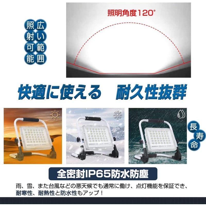 投光器 TORENA led投光器 led 充電式 緊急用 作業灯 100ｗ 20000mAh 7000LM IP65防水防塵 6500K昼 - 2