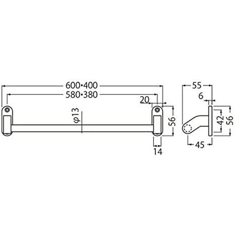 タオル　シロクマ　フラットタオル掛600mm　金　BT-40