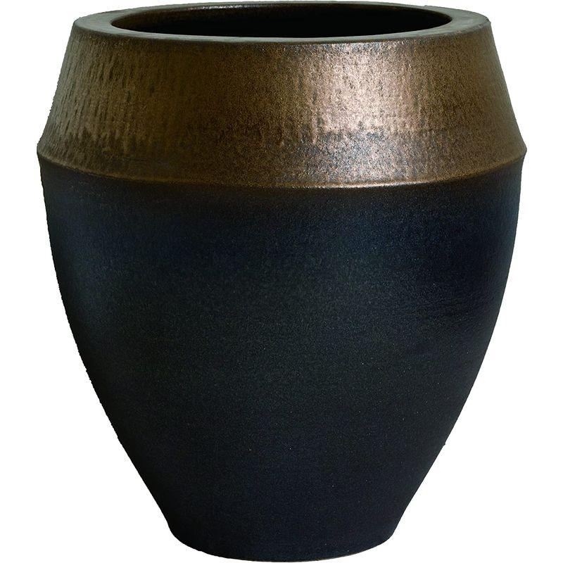 限定商品セール 植木鉢カバー プラスガーデン バレルロング 10号用 ブラウンゴールド 信楽焼 555-02