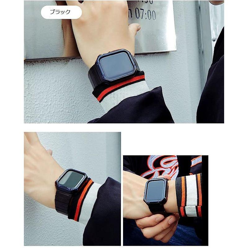 アクセサリー ステンレスバンド リンクブレスレットベルト Apple Watch アップルウォッチ カバー 高級カスタム (38/40/41mm, ブラッ｜etotvil2｜03