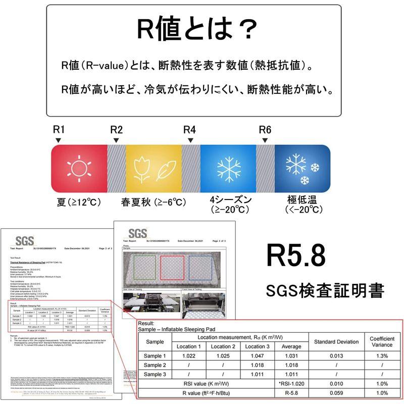 お買い物 アウトドア用寝具 Naturehike 公式 高R値 エアーマット R5.8/ 3.5 アウトドア -20°C使用可能 厚手7cm 超軽量 コンパクト キャン