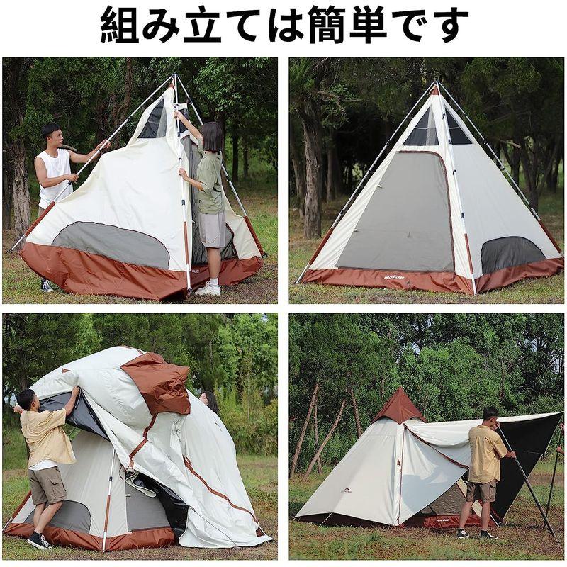 WOLF WALKER 4-5 人キャンプテントティピーインドのテント3シーズン二重層防水日焼け止めシェルター抗uvピラミッド屋外家族のハイ WALKER 人キャンプテントティピーインドのテント3シーズン二重層防水日焼け止めシェルター抗uvピラミッド屋外家族のハイ