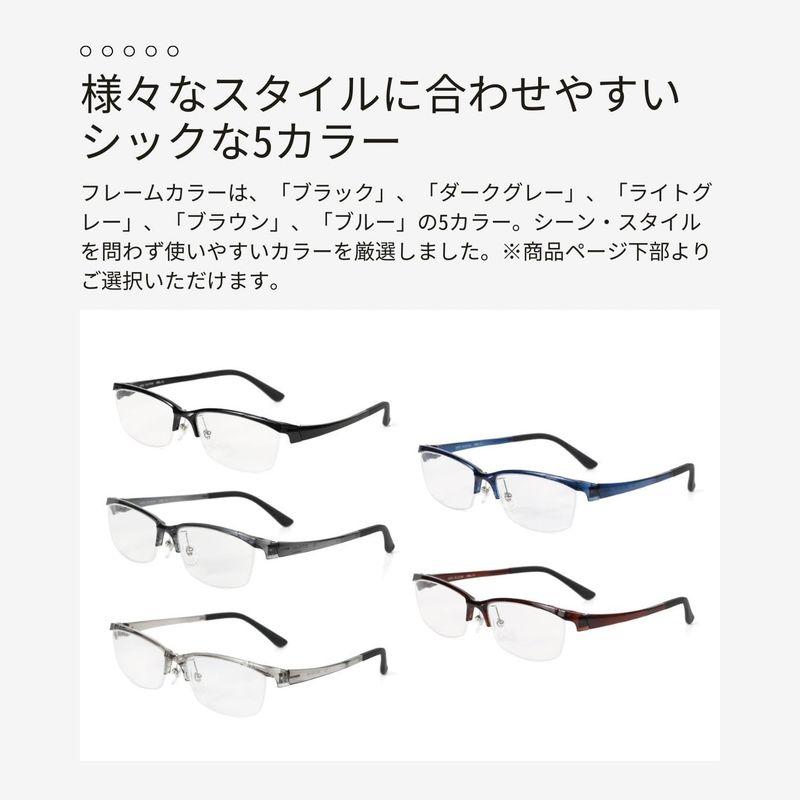 MIDI BLOOM メガネ 度付き 度入り 度あり メンズ ハーフリム スクエア おしゃれ かっこいい ビジネス 度付きメガネ 度付き眼鏡｜etotvil2｜02
