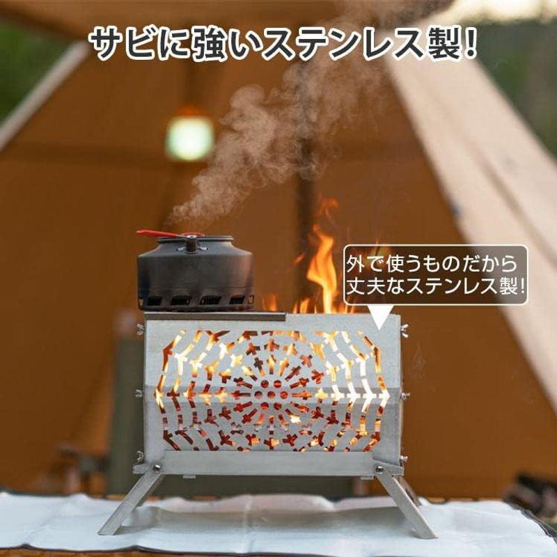 kaitou コンパクトグリル焚き火台 ステンレス製 収納袋付き｜etotvil2｜08