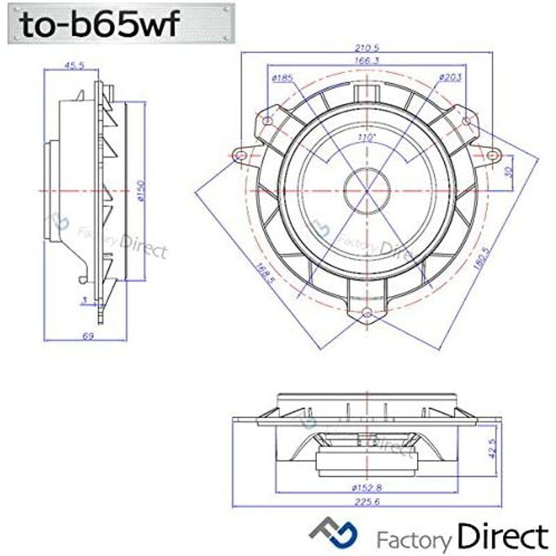 ファクトリーダイレクト トヨタ専用設計スピーカー fd-to-exb65wf-308 (変換ケーブル付属) Corolla Sports カ｜etotvil2｜03