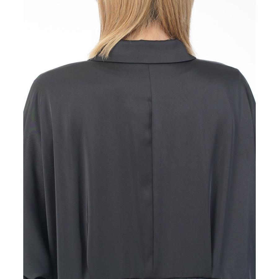 ミズイロインド サテンラウンドカラーフロントフライワンピース