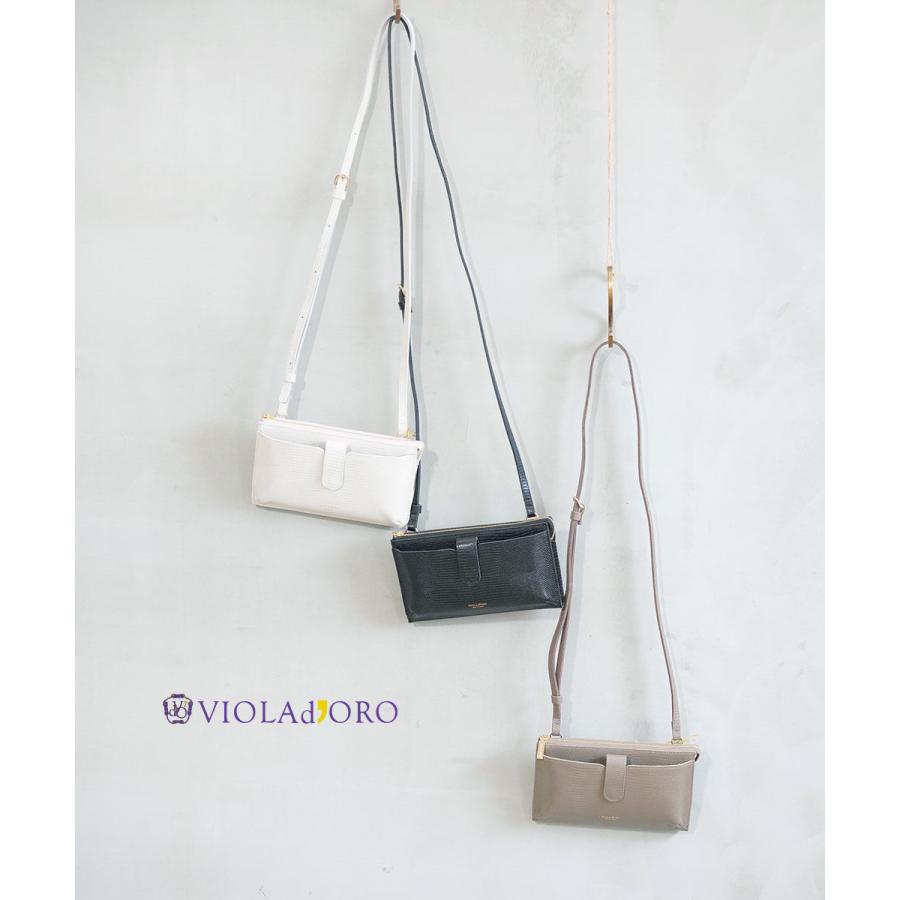 【✨美品✨】ヴィオラドーロ リザード型押しレザー 横型スマートフォンポシェット VIOLAd'ORO（ヴィオラドーロ） リザード型押しレザー 横型