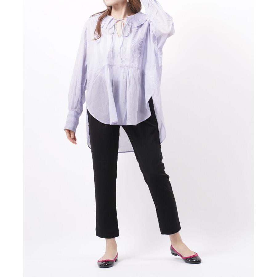 【人気】ヌキテパ 長袖ブラウス フリル ピンタック リボン　ホワイト 24SS NE QUITTEZ PAS!（ヌキテパ） ピンタックブラウス リボンブラウス