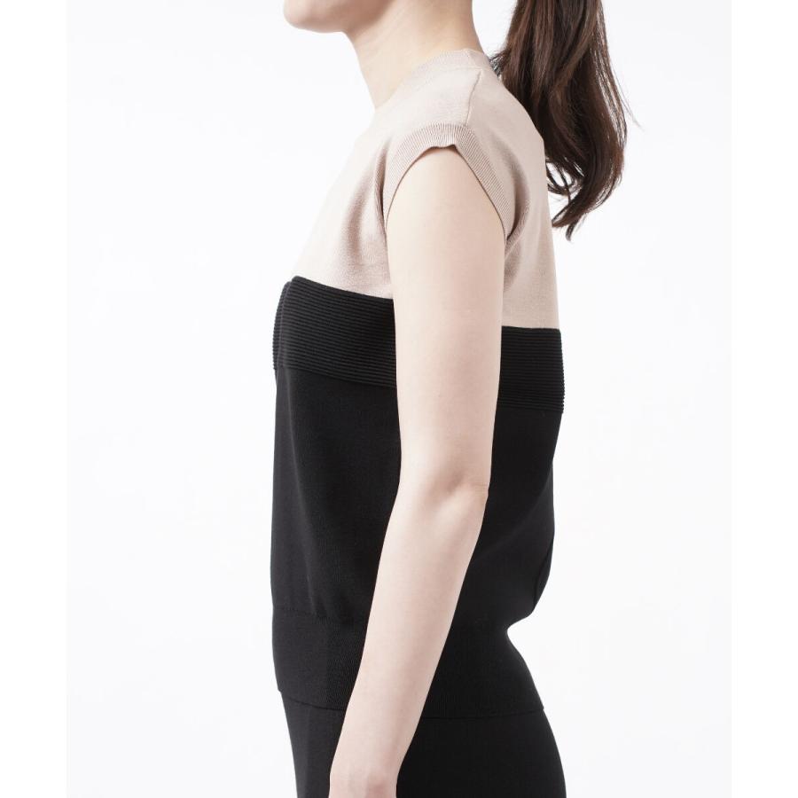 ソブ バイカラートップス 配色ニット ノースリーブ Sov. レディース