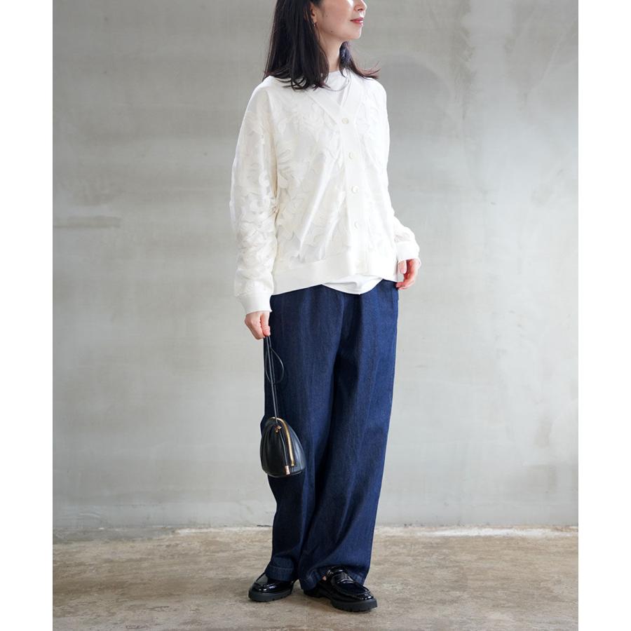 ミズイロインド クロシェットネット シアー カーディガン Vネック 花柄 黒 mizuiro ind｜クロシェットネット刺繍カーディガン - MARcourt