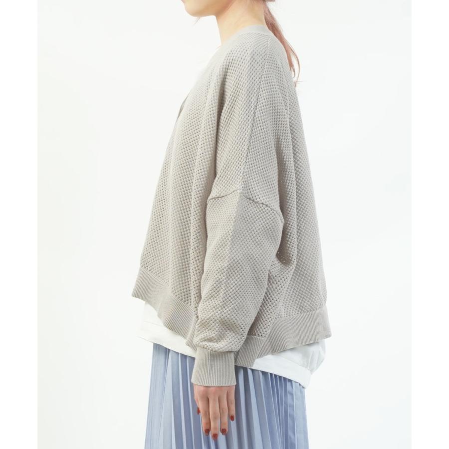 ミズイロインド シアーパターンVネックカーディガン mizuiro ind