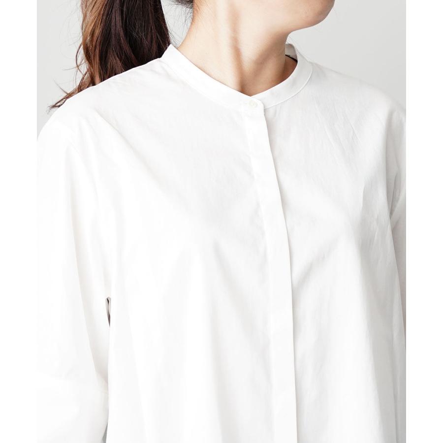 美品　ミズイロインド　Aライン長袖シャツブラウス mizuiroind（ミズイロインド） スタンドカラー Aラインシャツ