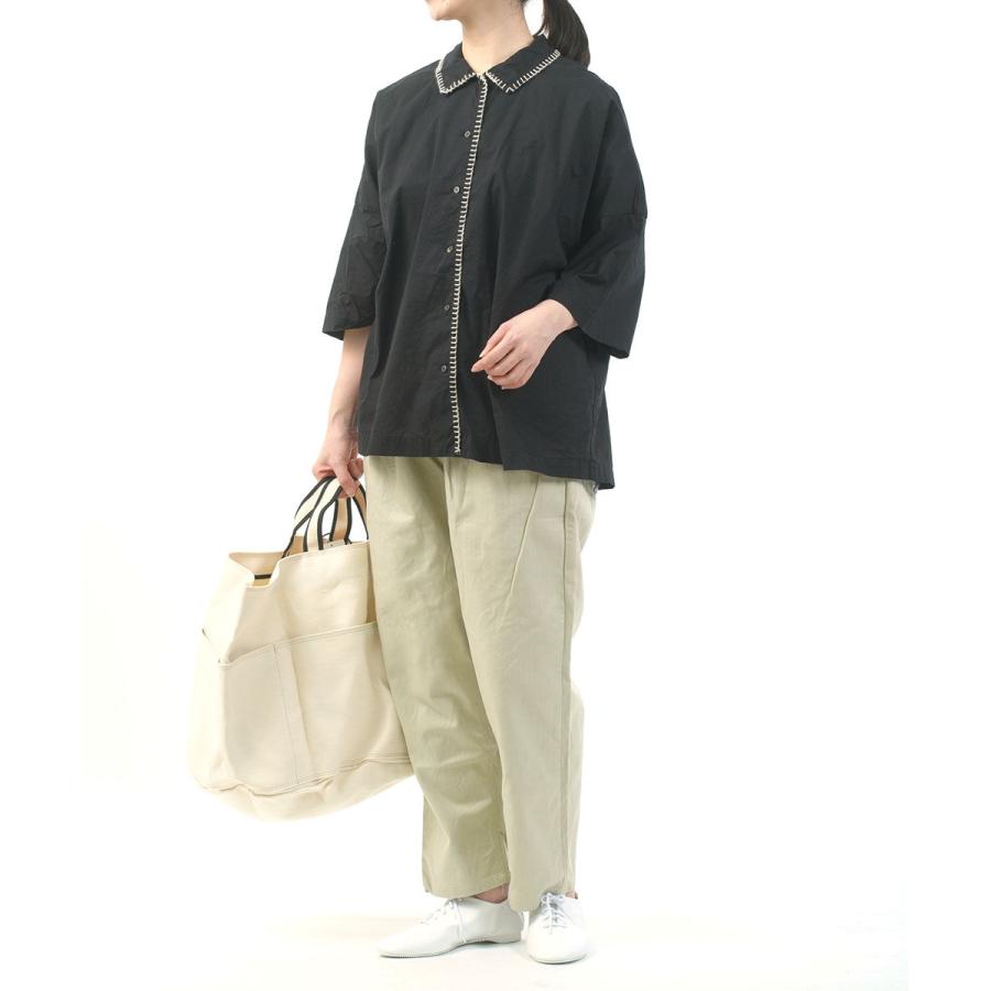 ミズイロインド ブランケットステッチワイドシャツ mizuiro ind