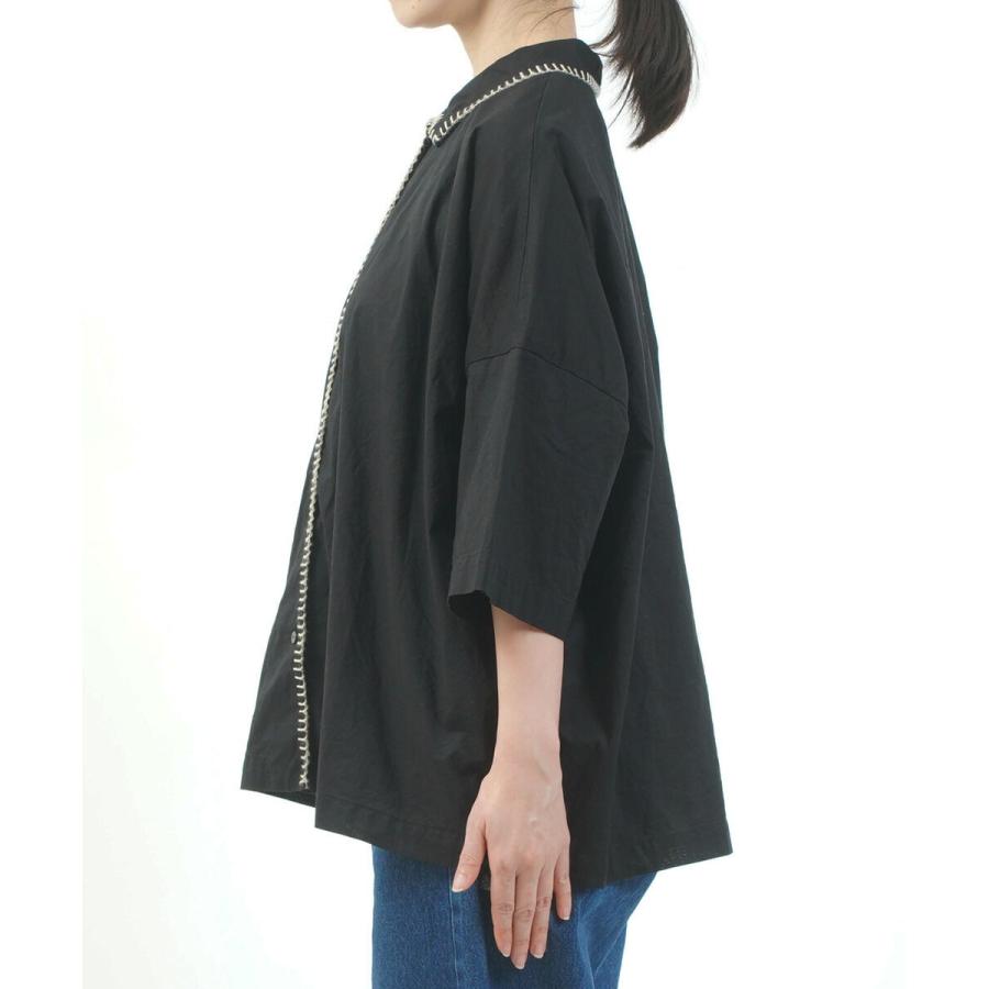 ミズイロインド ブランケットステッチワイドシャツ mizuiro ind