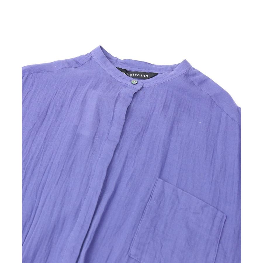 ミズイロインド バンドカラー ワイドシャツ ロングシャツ チュニック 
