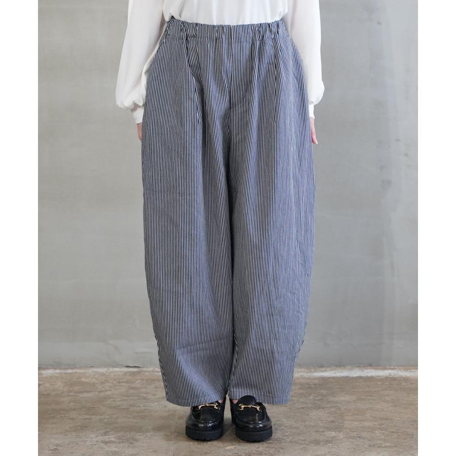 ミズイロインド ヒッコリーワイドテーパードパンツ mizuiro ind