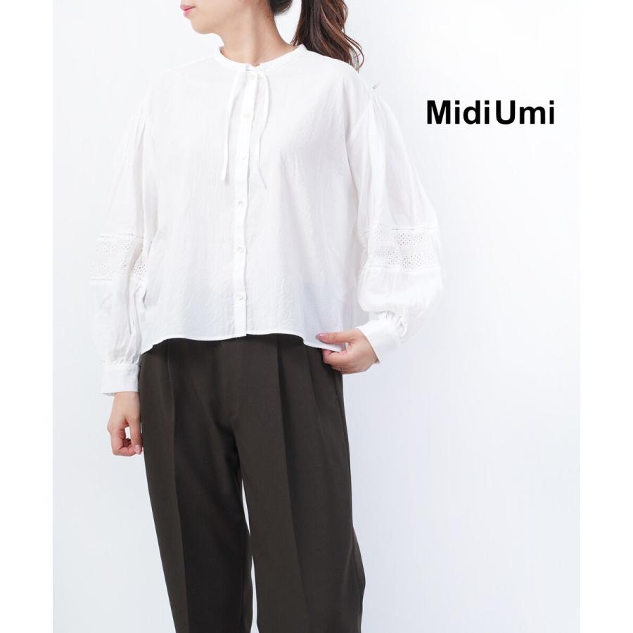 MidiUmi（ミディウミ） レースミックス ボウタイシャツ Midi-Umi