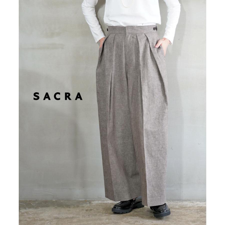 サクラ LINEN COTTON CHAMBRAY PANTS SACRA レディース 国内正規品