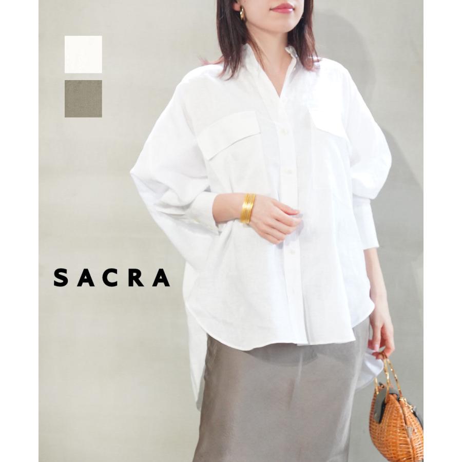 SACRA ゼフィールリネンクロスシャツ サクラ ゼフィールリネンクロスシャツ SACRA レディース 国内正規品